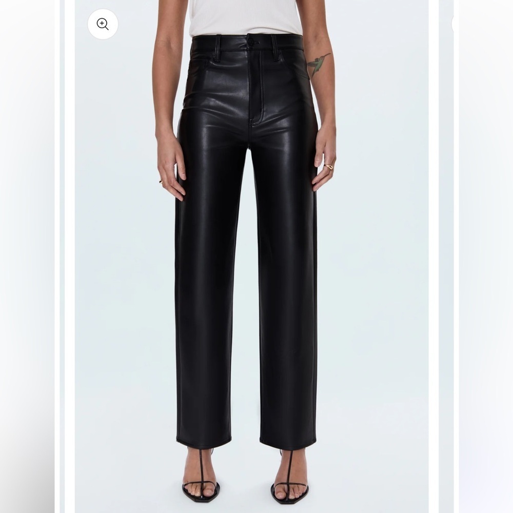 Pistola Black Leather Pants CASSIE SUPER HIGH RISE STRAIGHT faux jeans 29